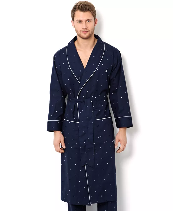 

Мужской легкий халат Signature с фирменным принтом Brand Icon Woven Nautica, синий