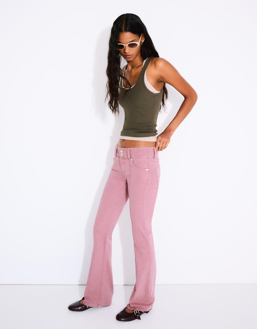 

Джинсы boot-cut с низкой посадкой Bershka, красный