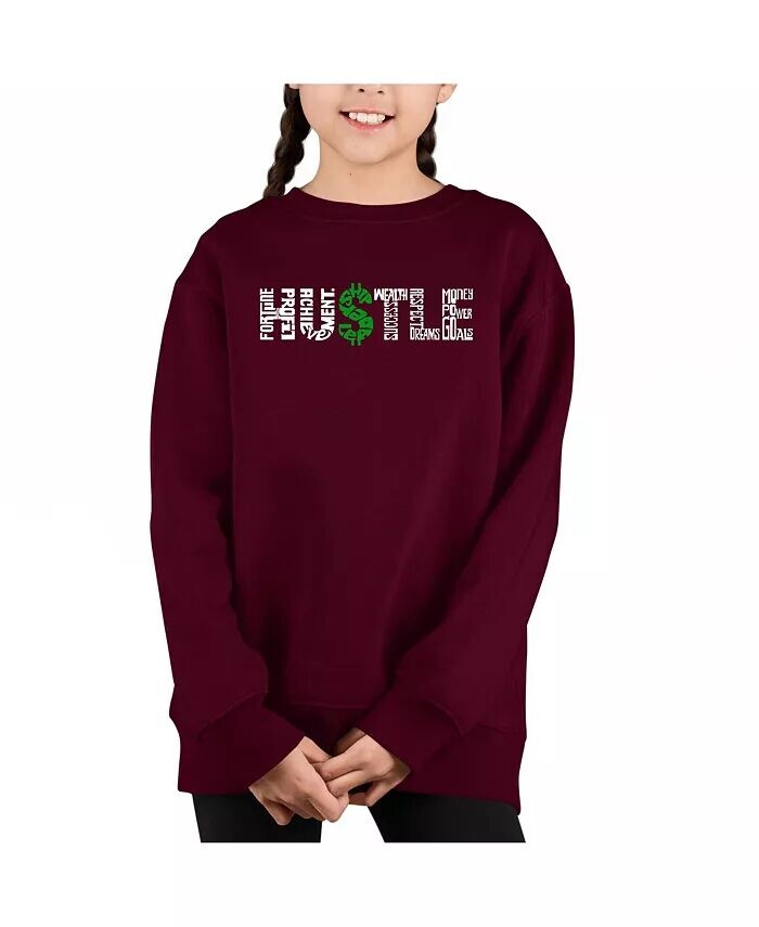 

Детская толстовка с круглым вырезом Hustle Word Art LA Pop Art, красный