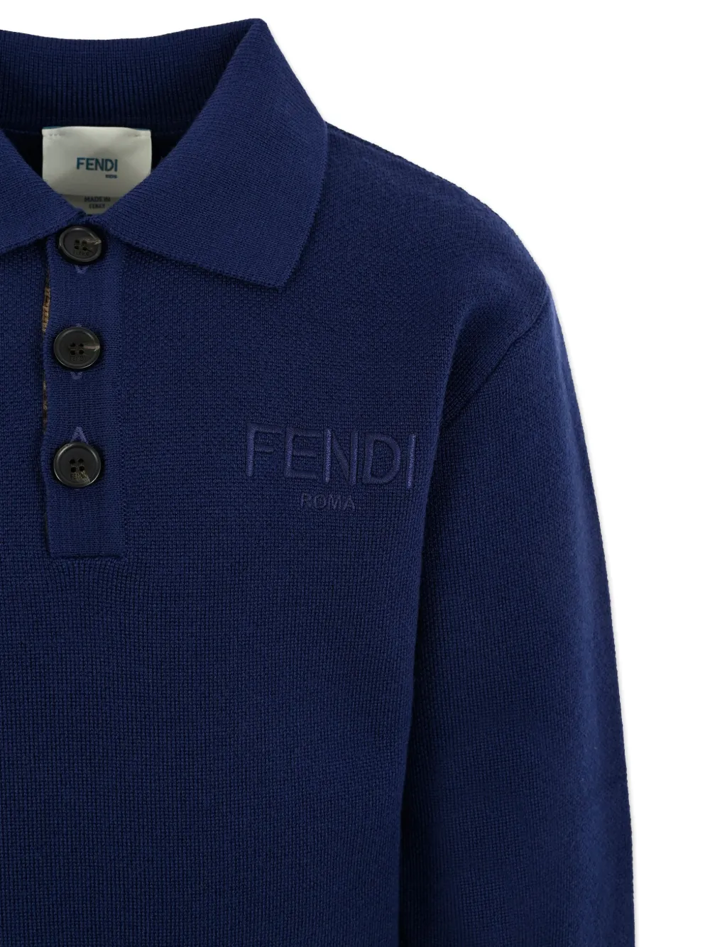 Рубашка поло с вышитым логотипом FENDI KIDS, синий — фото 3