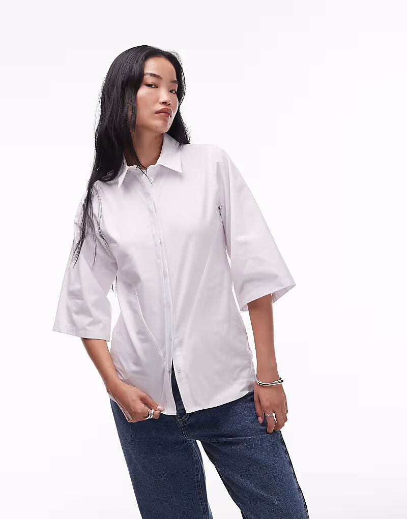 

Рубашка для боулинга Topshop Poplin Revere с воротником белого цвета