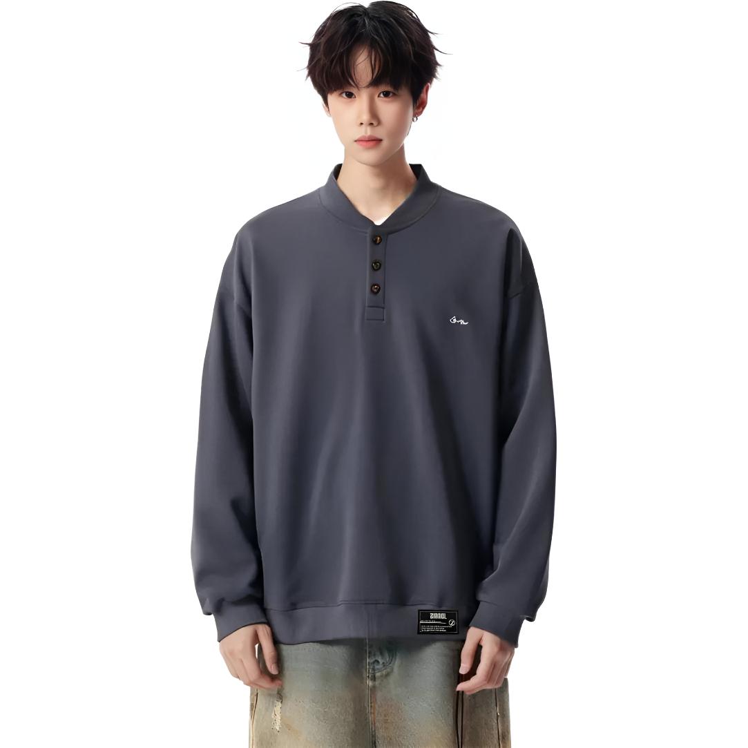 

Свитшот Unisex Polo Collar Moderate Regular ZIAREL, темно-серый