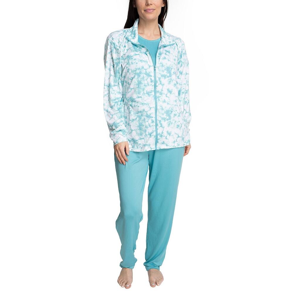 

Женская повседневная одежда Hanes, состоящая из 3 свитера на молнии с длинными рукавами, футболки и брюк обычного размера и размера плюс, зеленый