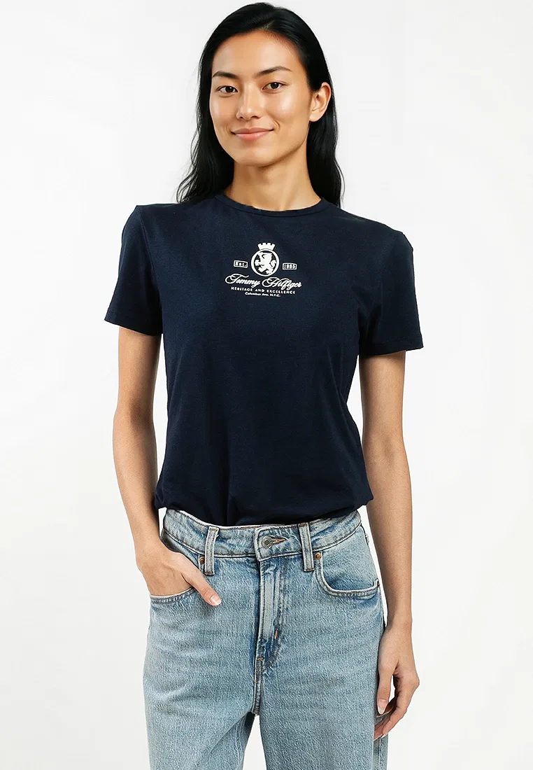 Футболка, слим, с коротким рукавом, Tommy Hilfiger, темно-синий