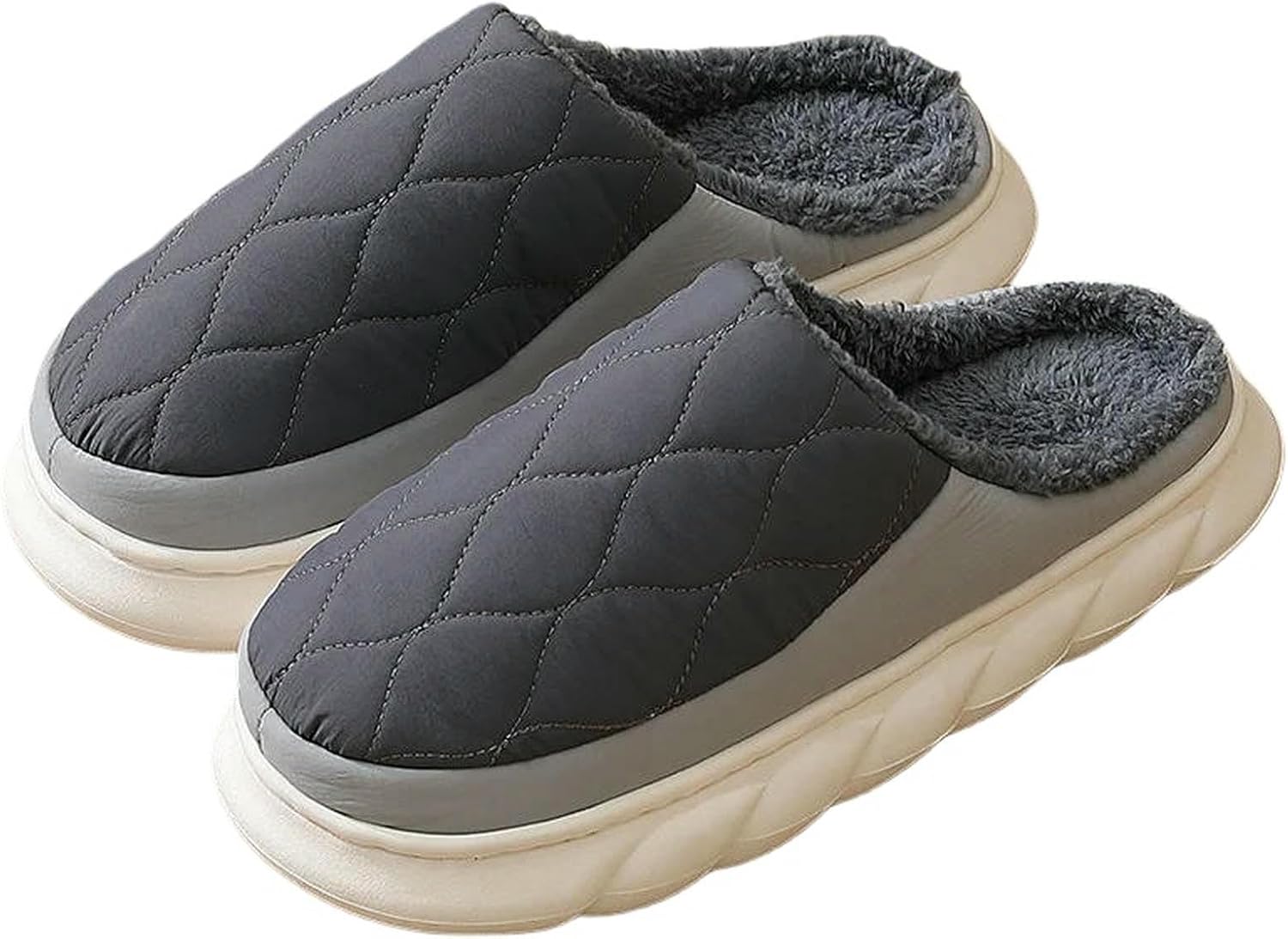 

Женские тапочки, мужские зимние теплые и удобные повседневные тапочки с толстой подошвой Getrichh, серый