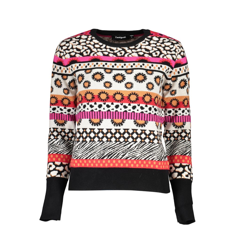 

Шикарный розовый контрастный свитер с круглым вырезом Desigual
