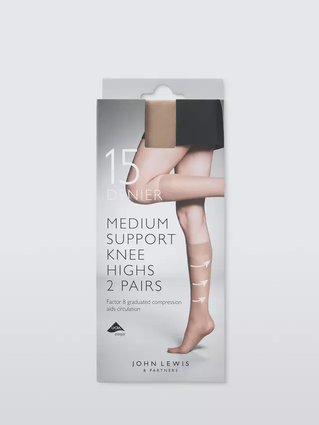 

Тайтсы John Lewis 15 Denier Medium Support Knee High 2 шт, цвет almond