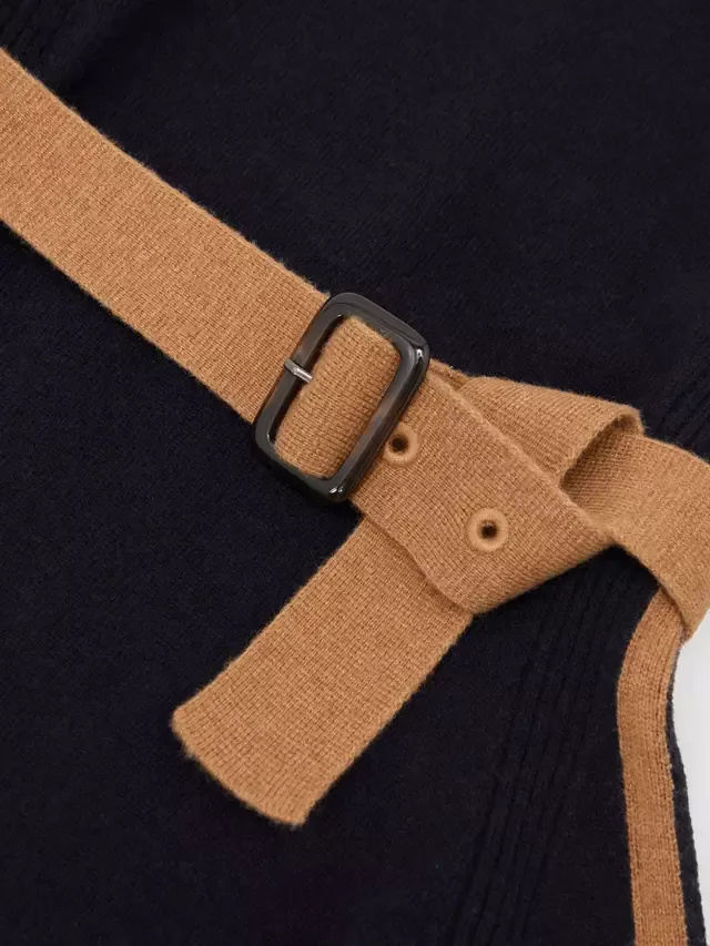 Детское вязаное платье Margaret из шерстяной смеси с поясом, темно-синее Reiss — фото 4