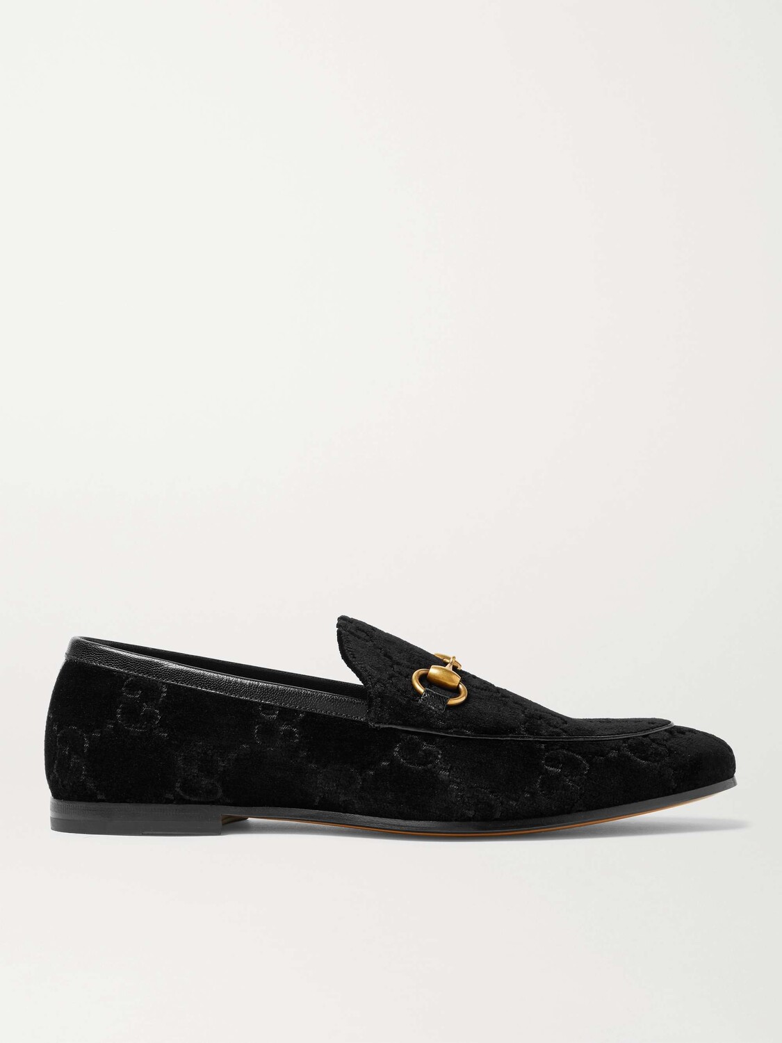 

Jordaan Бархатные лоферы Horsebit с кожаной отделкой и вышитым логотипом GUCCI, черный