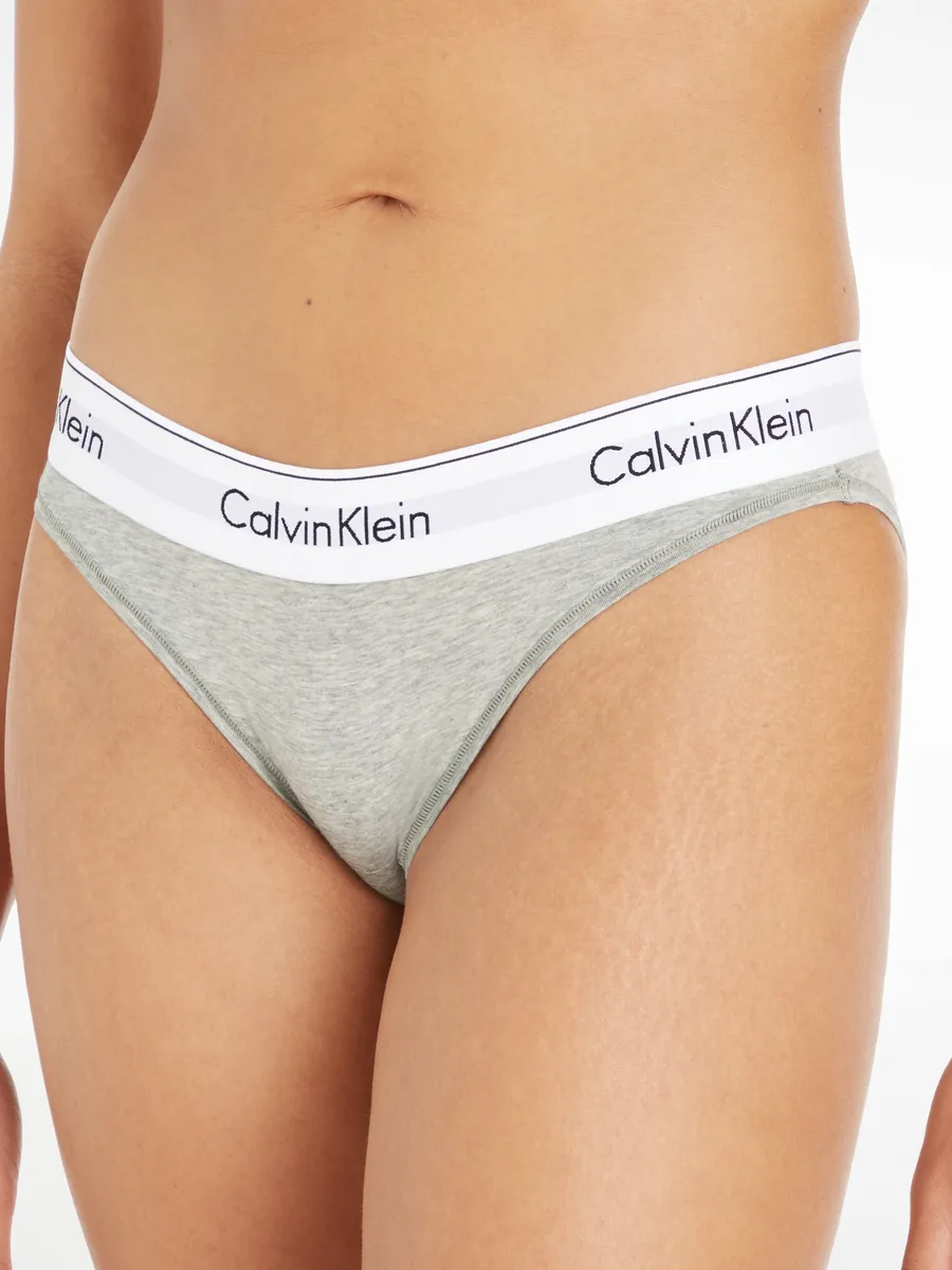 Трусики бикини Calvin Klein Underwear "MODERN COTTON", с широкими манжетами, серый — фото 3