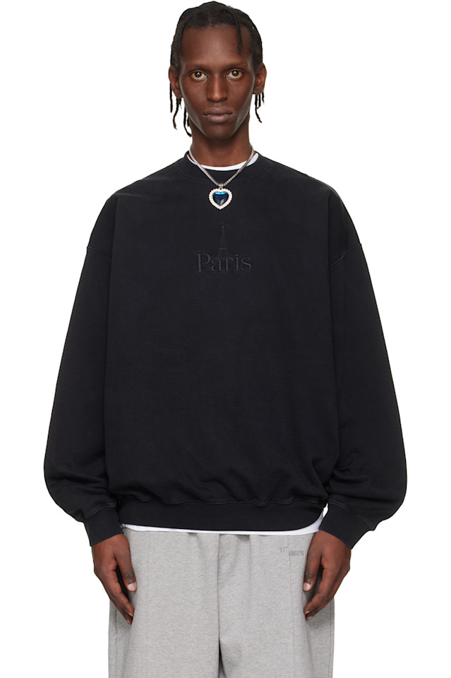 

Толстовка с вышивкой «Париж» Vetements, черный