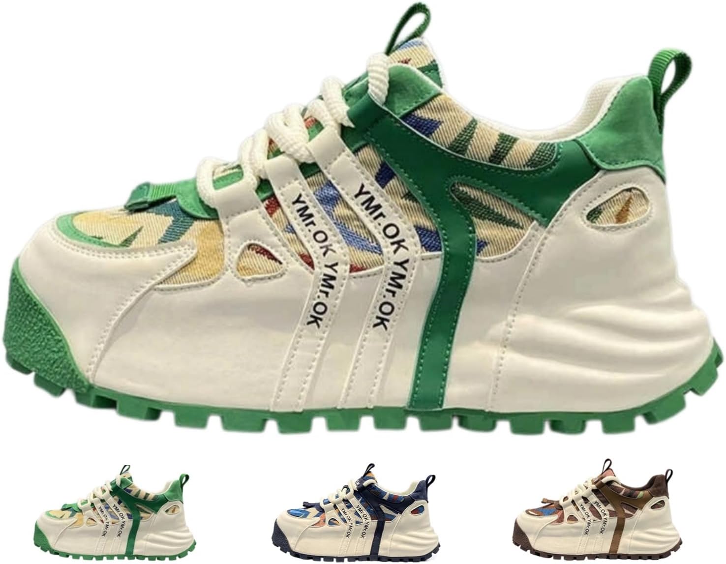 

Мужские ретро-кроссовки MACEFIL в уличном стиле с массивной подошвой, модные кроссовки в стиле «папа», трендовые повседневные удобные спортивные обувь, зеленый