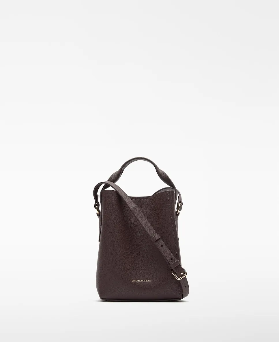 

Женская сумка-ведро из кожи Mica Adolfo Dominguez, коричневый