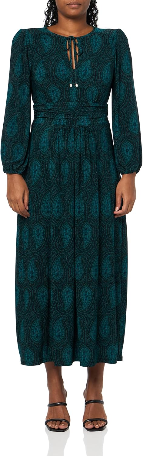 

Женское платье Tommy Hilfiger с рукавами 3/4, завязкой на шее, присборенной талией, Cypress Multi