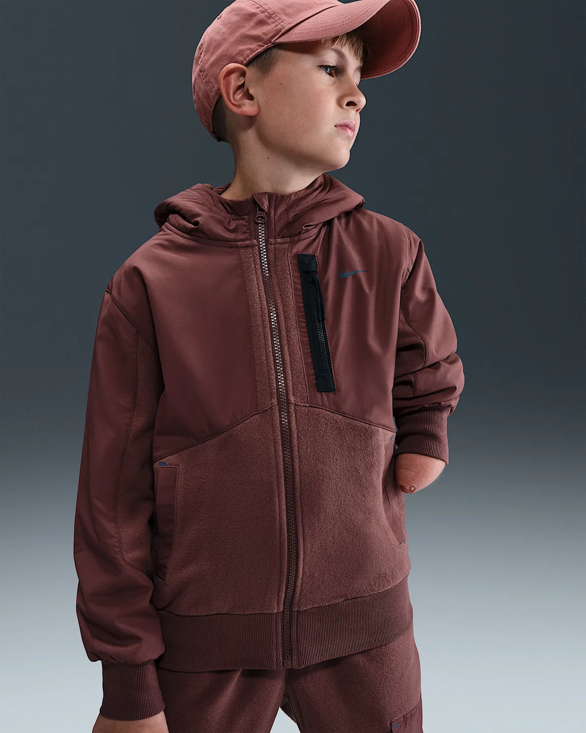 Детская зимняя куртка Nike Sportswear City Utility EasyOn Therma-FIT, Red Sepia/Red Sepia/Black