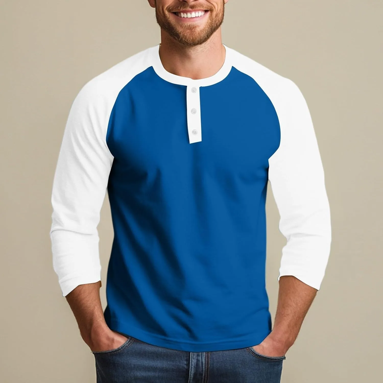 Мужская футболка Henley с коротким рукавом Raglan, легкая и влагоотводящая — фото 2