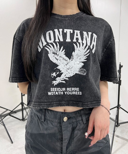 

Футболка укороченная с принтом орла Pigment Figments