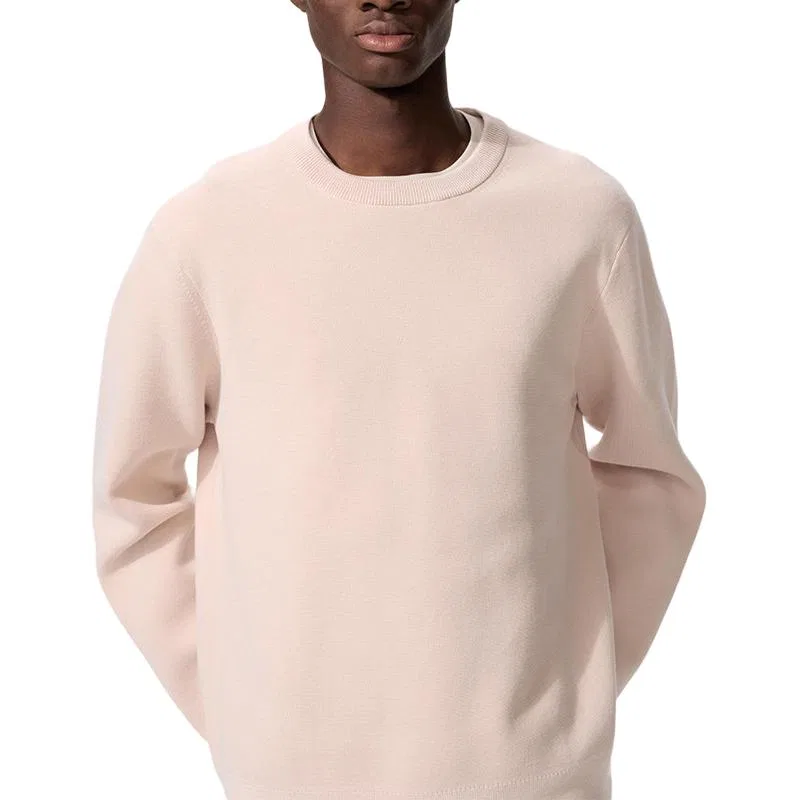 Свитер унисекс пастельно-розовый, круглый вырез, средней плотности UNIQLO, Pastel Pink