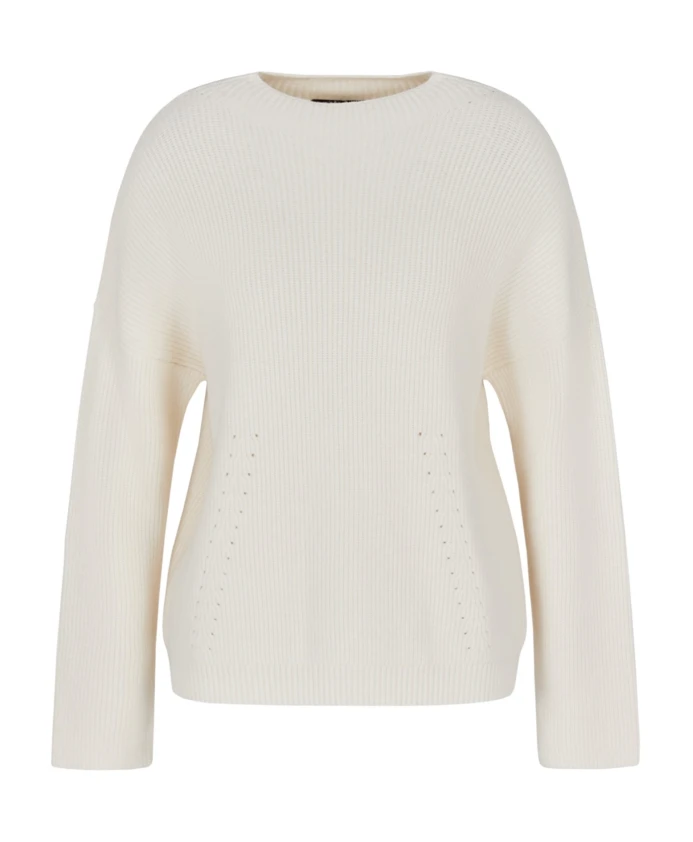 

Вязаный свитер со стоячим воротником и перфорированными деталями. Armani Exchange, белый