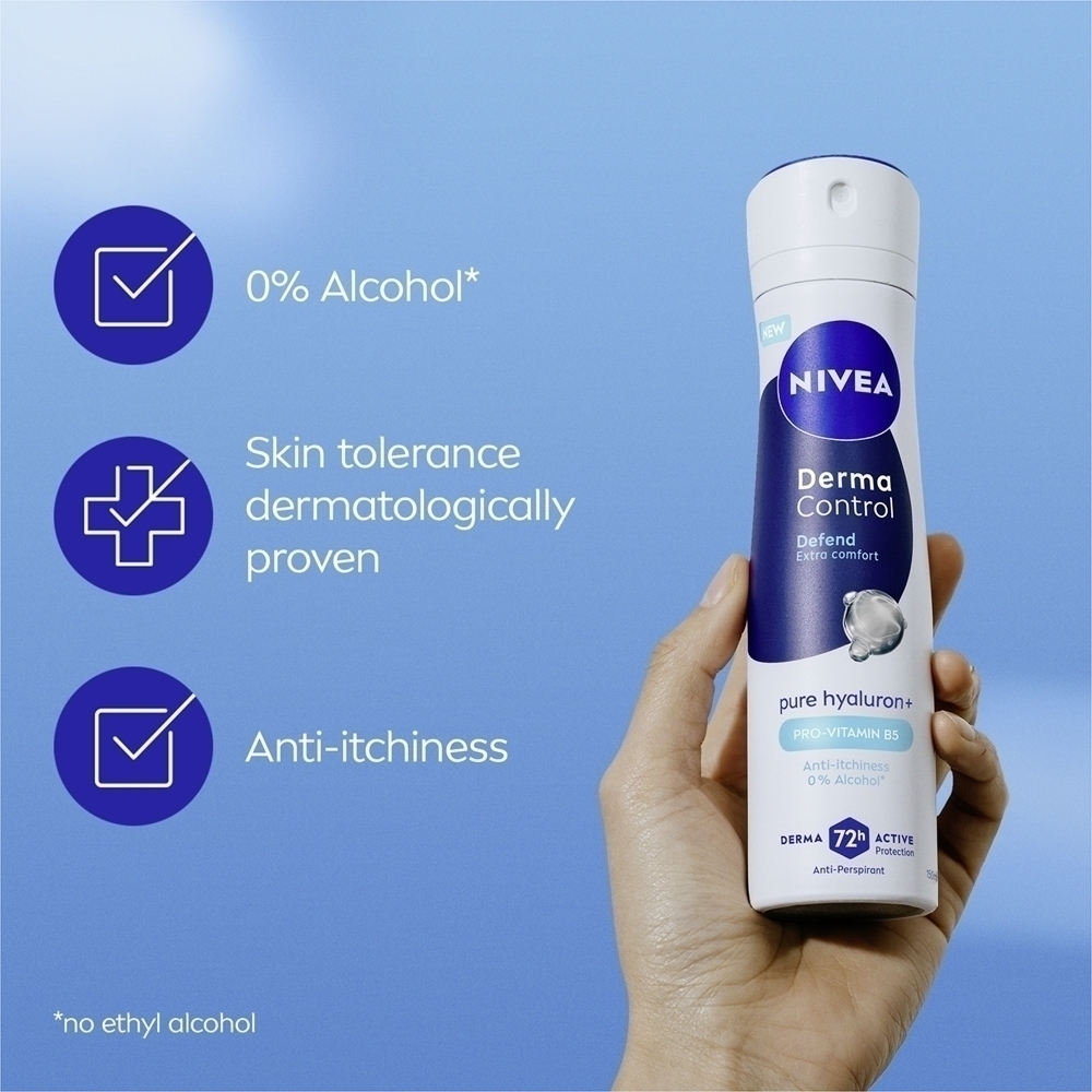 Derma control defend антиперспирант-спрей для раздраженной кожи Nivea, 150 мл — фото 4