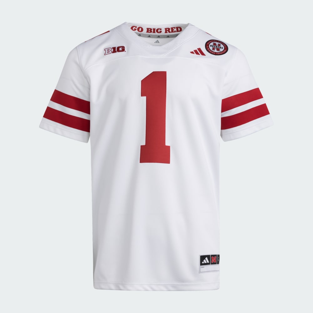 

Джерси Adidas Nebraska Cornhuskers Premier Away Football Jersey, цвет White/Team Power Red