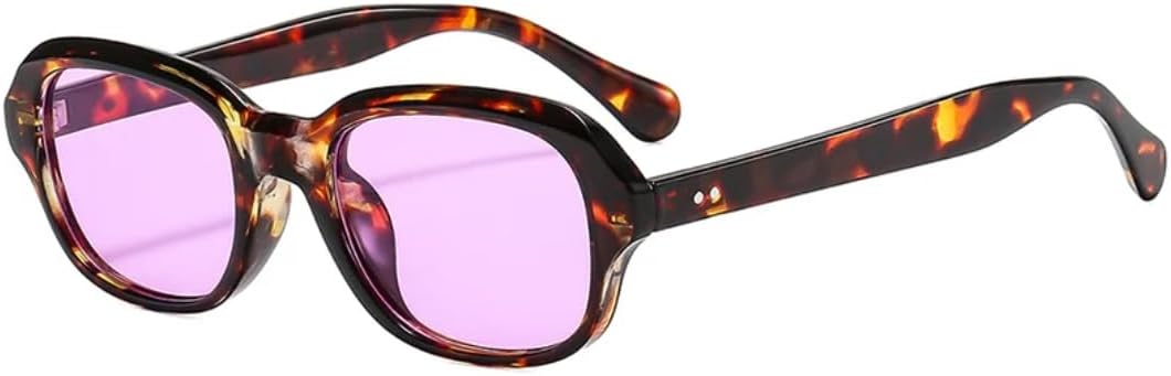 

Винтажные овальные солнцезащитные очки для женщин, модные, с прозрачными линзами цвета океана, защита от УФ-излучения UV400, мужские очки с заклепками, в стиле панк VFDHN, Leopard Purple