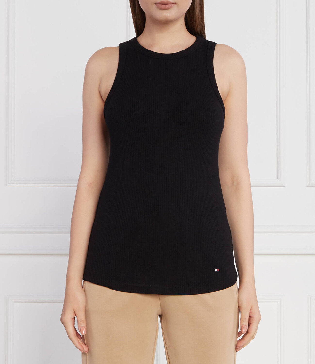 

Топ Tommy Hilfiger 5X2 RIB NS Slim Fit, черный