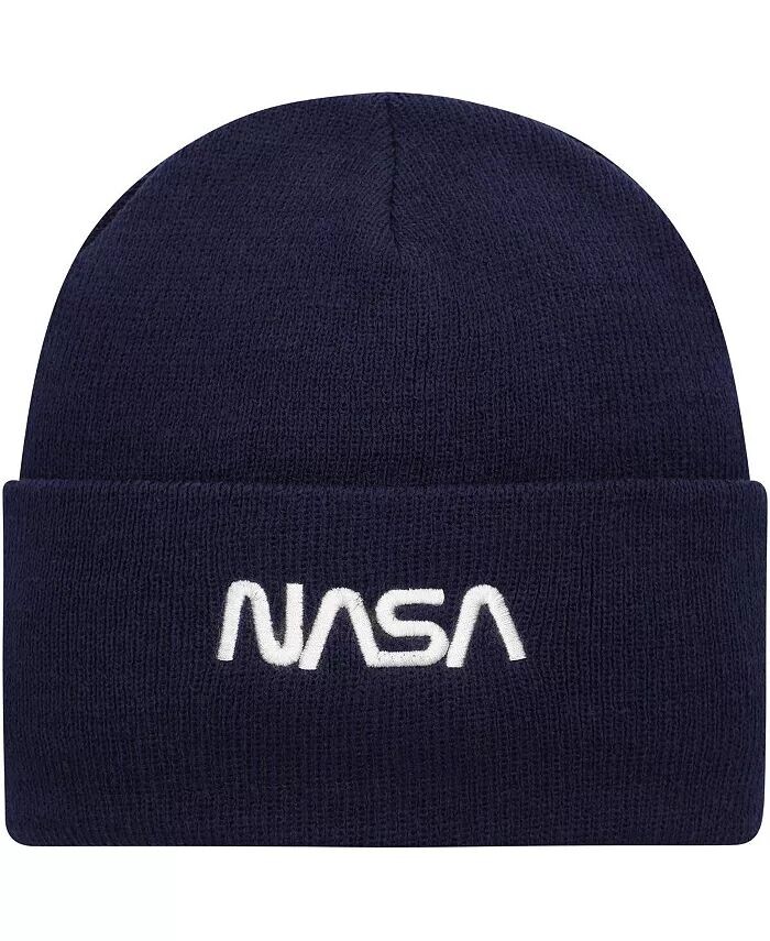 

Мужская темно-синяя вязаная шапка NASA с манжетами American Needle