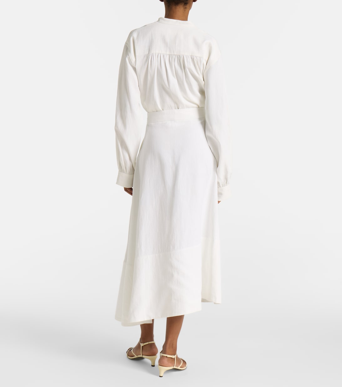 Асимметричная льняная юбка миди Jil Sander, белый — фото 3