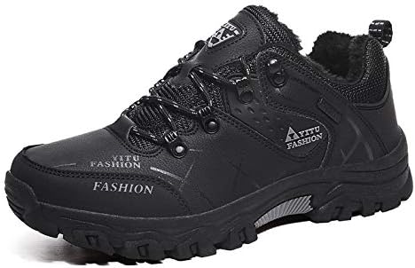 

Мужские зимние ботинки Повседневные легкие снежные ботинки Теплые с меховой подкладкой Ботинки для походов Водонепроницаемые Удобные для прогулок на улице Hhhchpm, черный