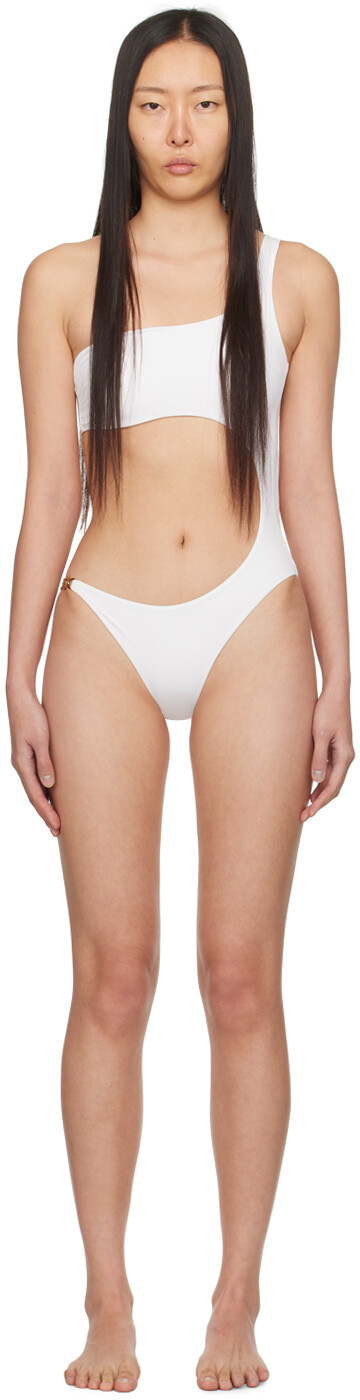 

Белый цельный комбинезон с бляшкой Medusa Versace Underwear