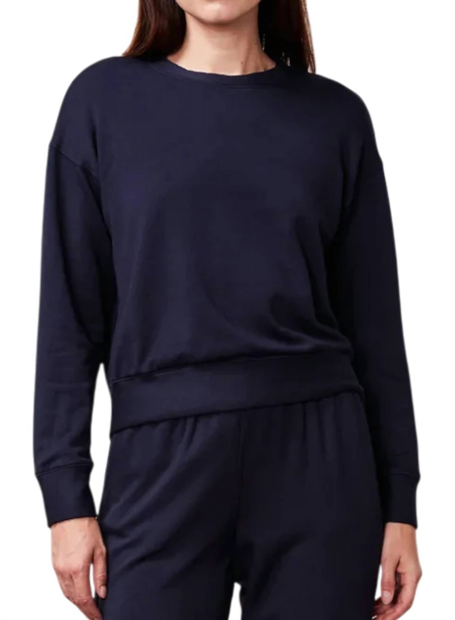 

Stateside Мягчайшая флисовая толстовка с круглым вырезом, темно-синего цвета