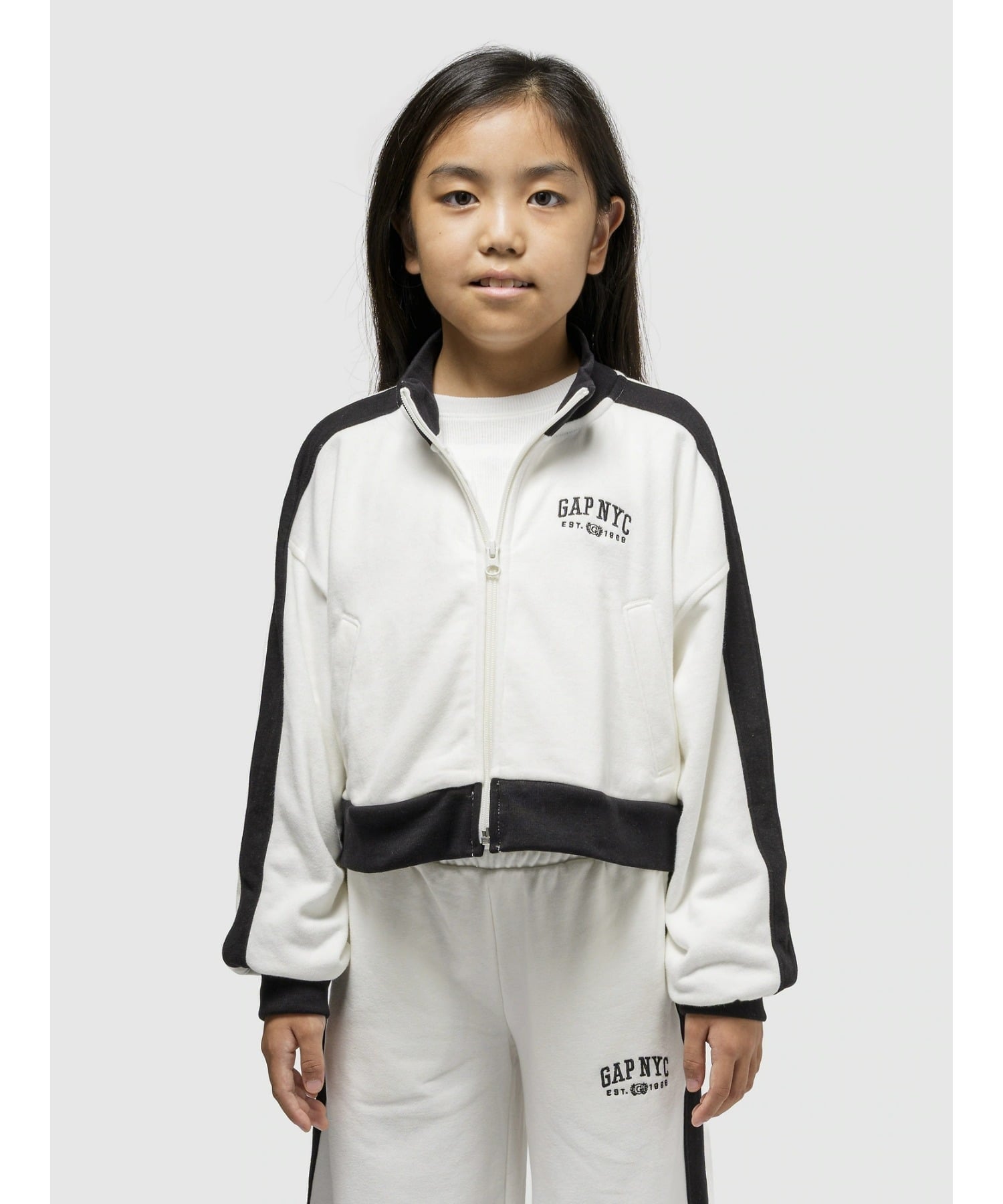 (K)NYC Винтажная мягкая спортивная куртка GAP с логотипом (детская), NEW_OFF_WHITE — фото 4