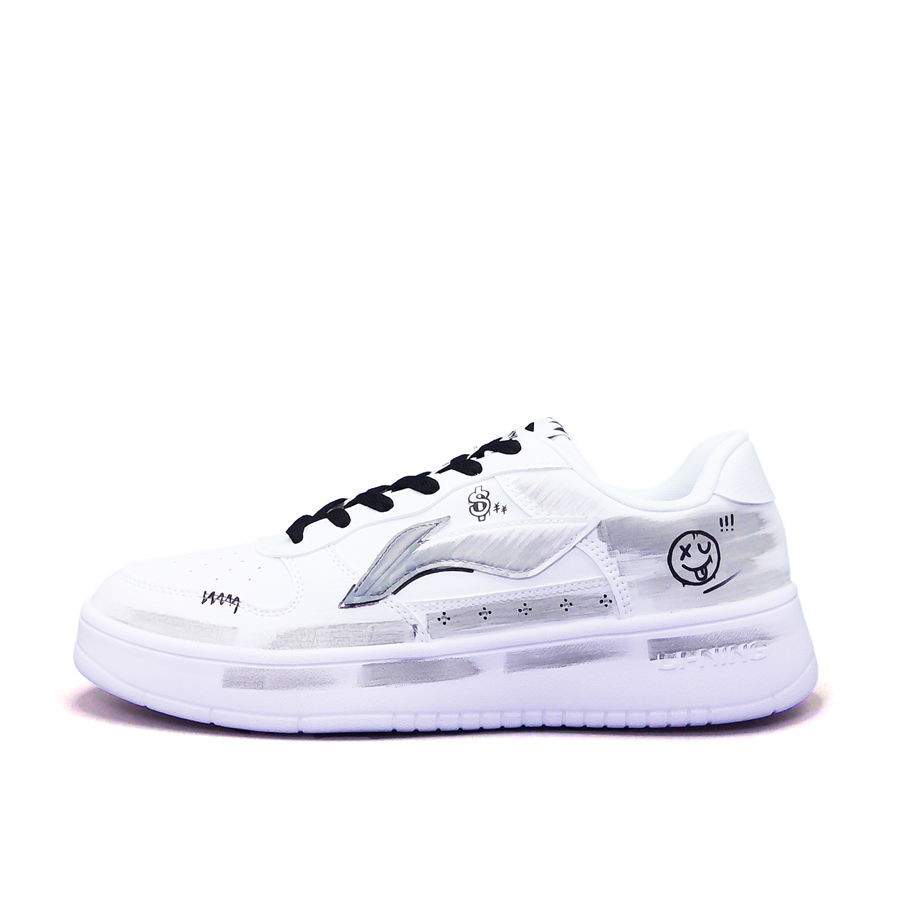 

LINING Лининг Понтон Боутс устойчивые к истиранию, легкие и дышащие лоу-топ скейтбордские кроссовки унисекс белый - белый, цвет White