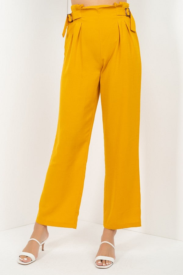 

FASHNZFAB Широкие брюки с высокой талией Paperbag, цвет mustard