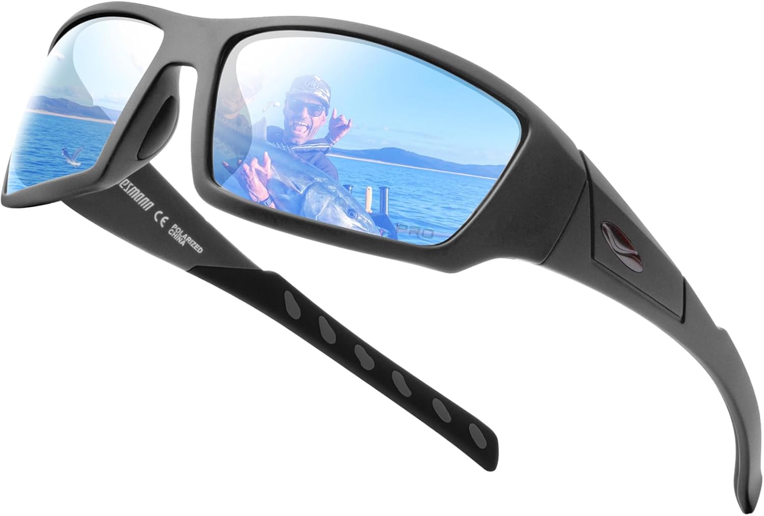 

Поляризованные солнцезащитные очки для мужчин и женщин, 100% защита, прямоугольные, для рыбалки, вождения, солнцезащитные очки для мужчин 18222 WIESMANN, Grey Light Blue