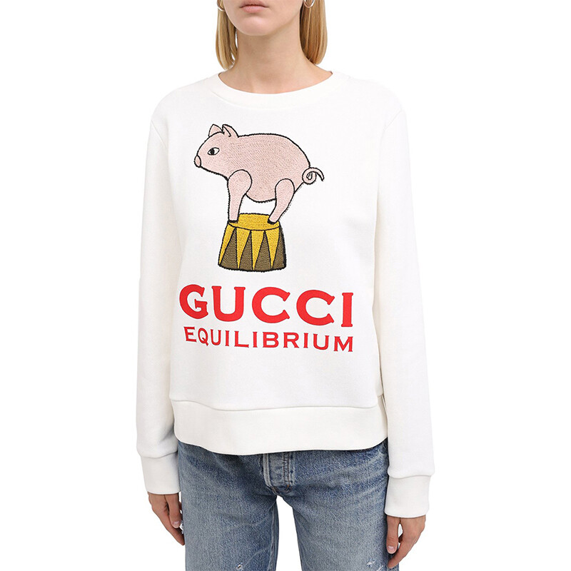 Толстовка женская Gucci с рисунком, белый / красный — фото 4