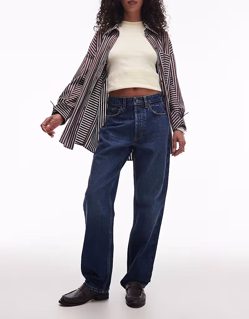 

Джинсы Kort прямого кроя с высокой талией насыщенного синего цвета Topshop