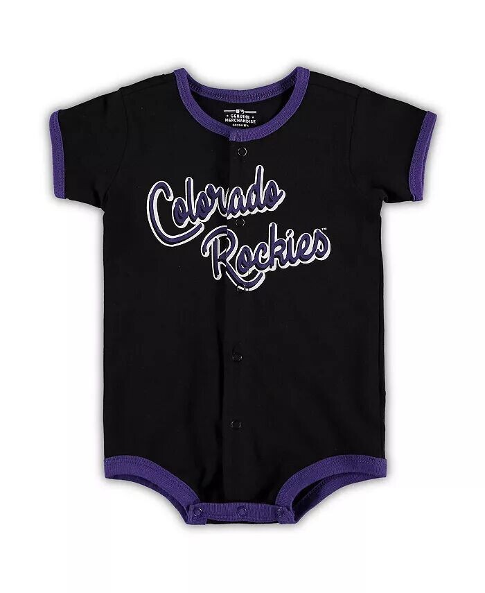 

Комбинезон для мальчиков и девочек Colorado Rockies Power Hitter черного цвета Outerstuff