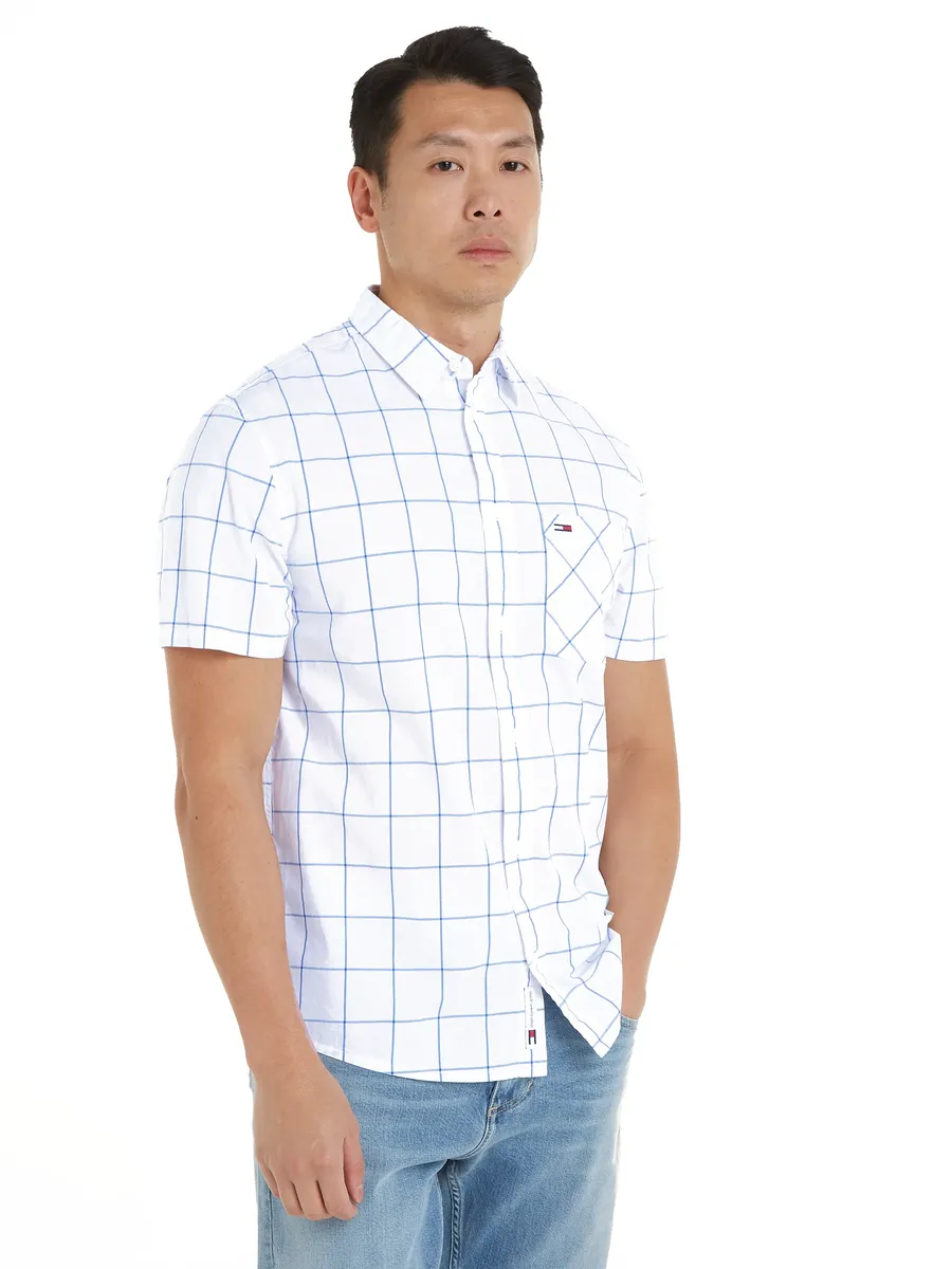 

Рубашка с короткими рукавами Tommy Jeans "TJM REG CHECK POPLIN SS SHIRT", белый