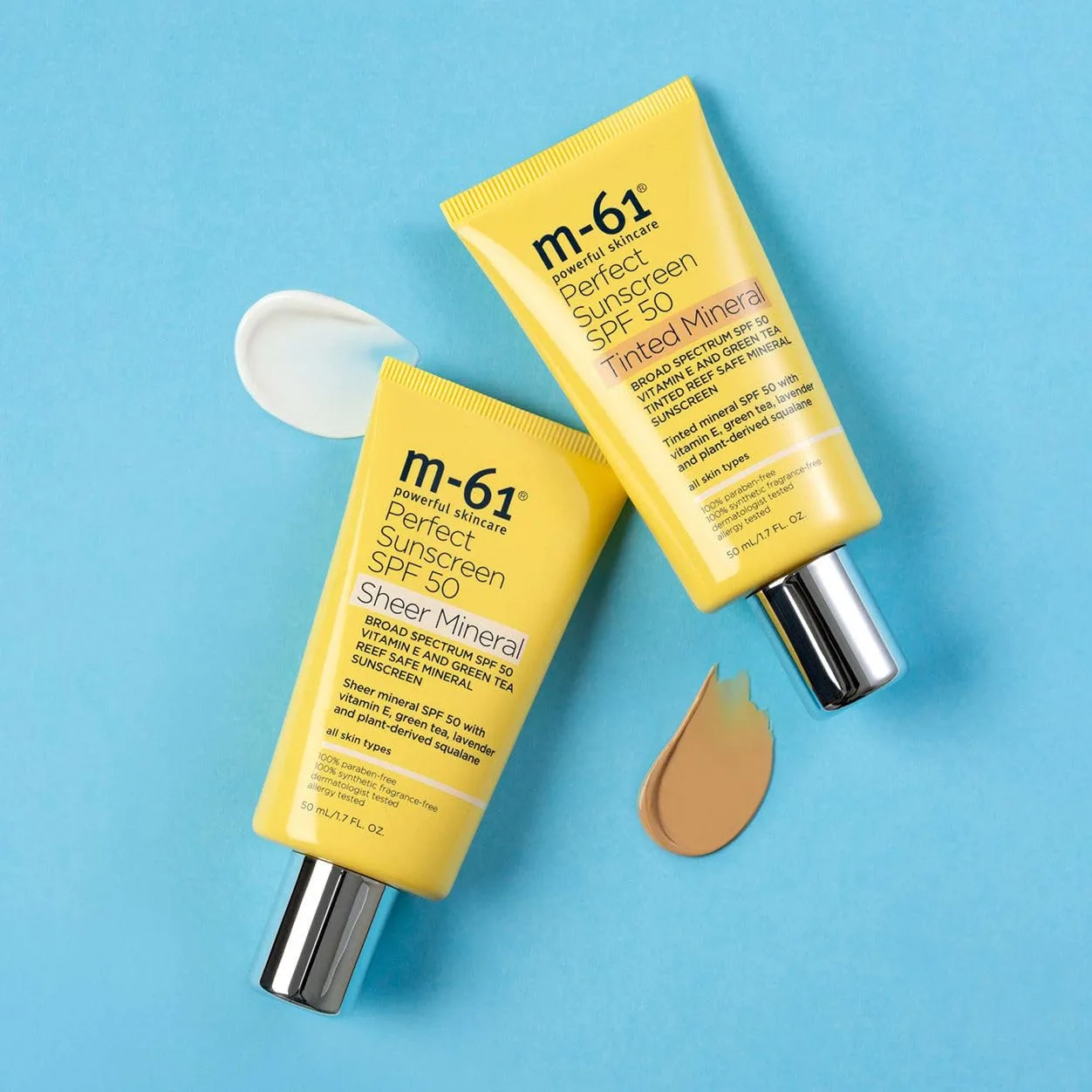 m-61 Perfect Mineral Sunscreen SPF 50 | Безопасный для коралловых рифов минеральный солнцезащитный крем SPF 50 с витамином Е и зеленым чаем, Sheer — фото 4