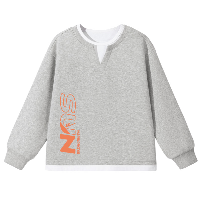 

Детский свитшот с круглым вырезом Moderate WARRIOR, серый/sun оранжевый bottom right