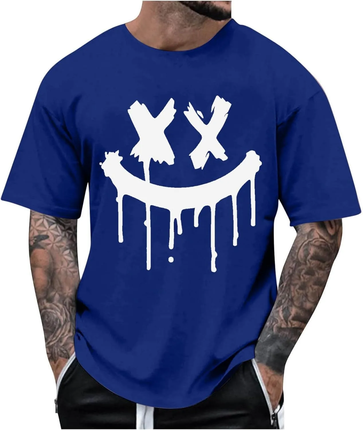 

Uillui Cute X-Eyes-Smiling-Face Graffiti футболка Y2K мужская