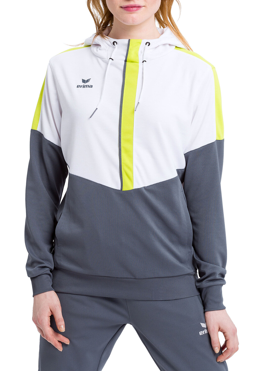 

Спортивная толстовка erima Squad Kapuzensweat, цвет weiss/slate grey/bio lime