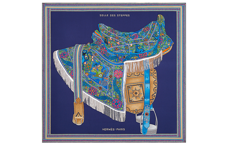 

HERMES Шёлковый шарф унисекс синий, Blue