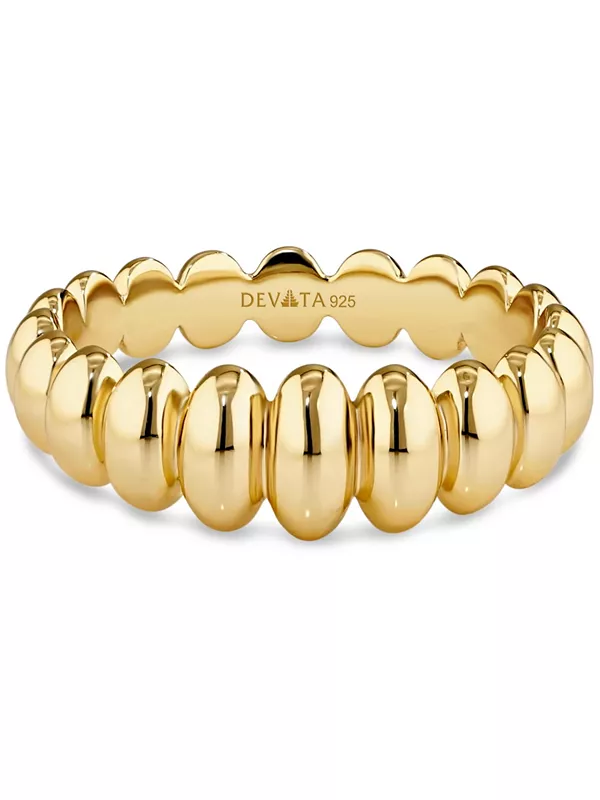 

Объемное ребристое кольцо из позолоченного стерлингового серебра, размер 8 Devata, gold