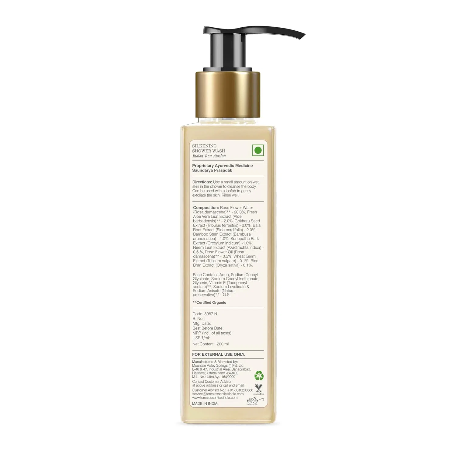Гель для душа Forest Essentials Indian Rose Absolute, 200 мл Forest Essentials — фото 4