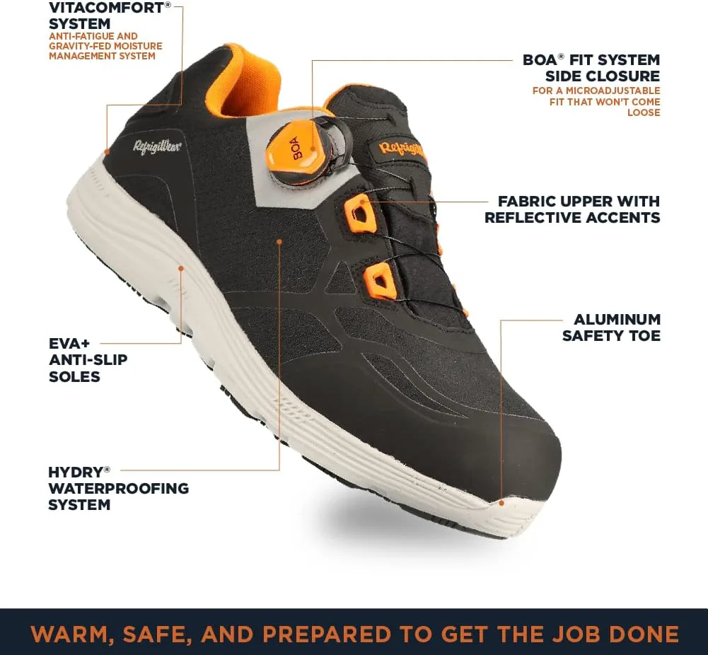 

Мужские водонепроницаемые защитные кроссовки RefrigiWear FleetStride Plus, комфорт до 30°F, черный