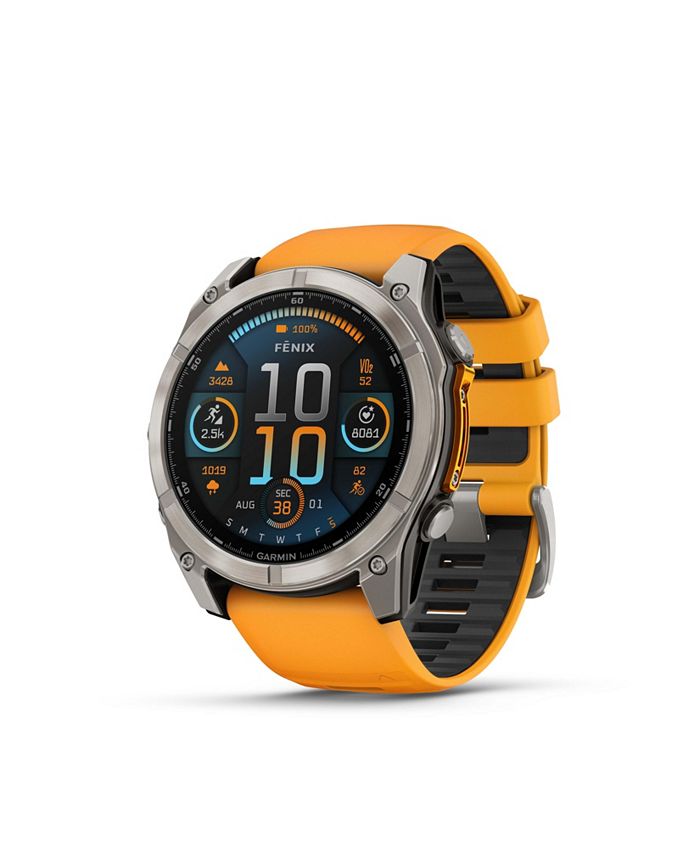 

Fenix 8 51mm, Amoled, Sapphire, Bare Graphite Titanium, Spark Orange/Graphite Band Watch Garmin, оранжевый