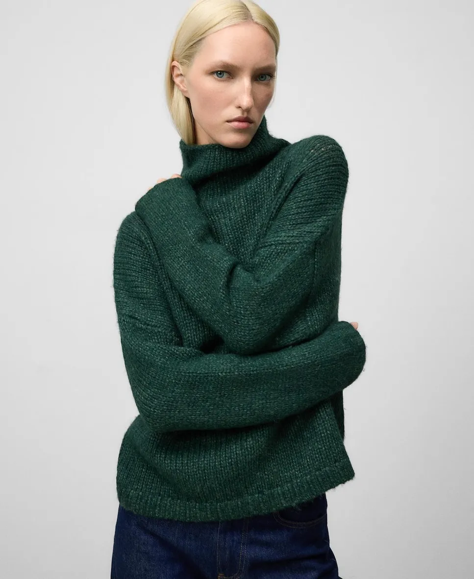 

Женский вязаный джемпер с воротником-стойкой Adolfo Dominguez, зеленый